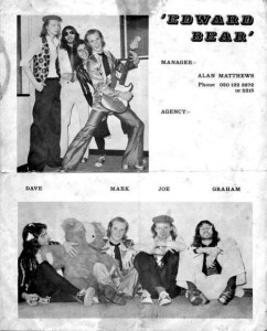 Edward Bear c.1975, with (top, l-r):- birthday boy Joe Jackson, Graham ???, Dave Cairns, and Mark Andrews.